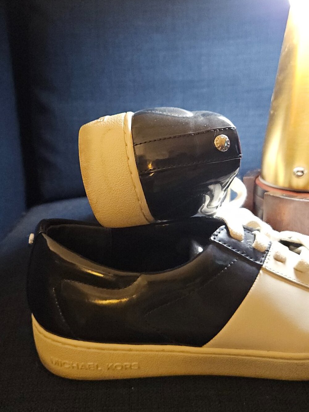 Michael Kors White and Navy Leather Upper / Sneaker